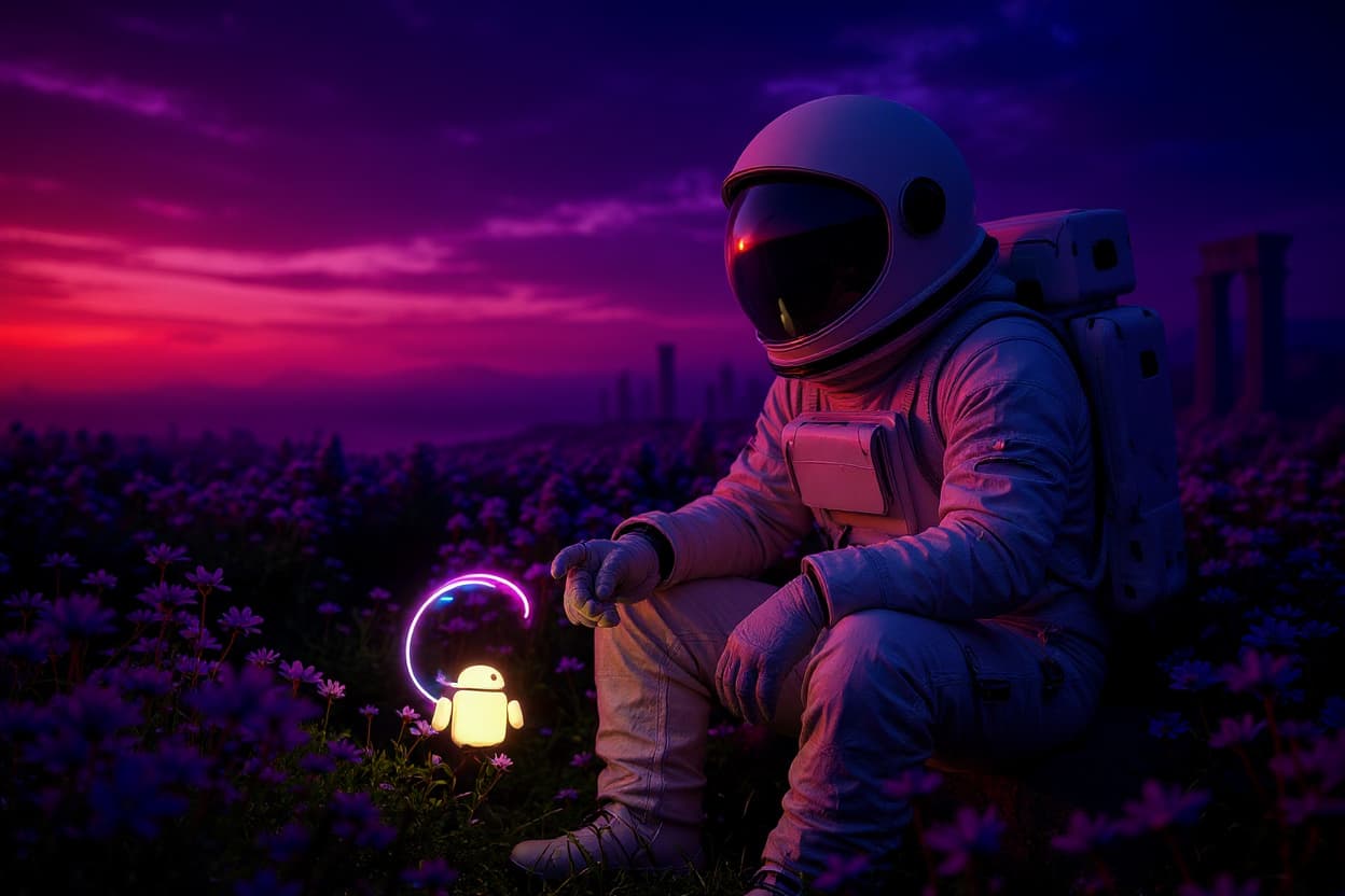 Astronaut se baví s chatbotem